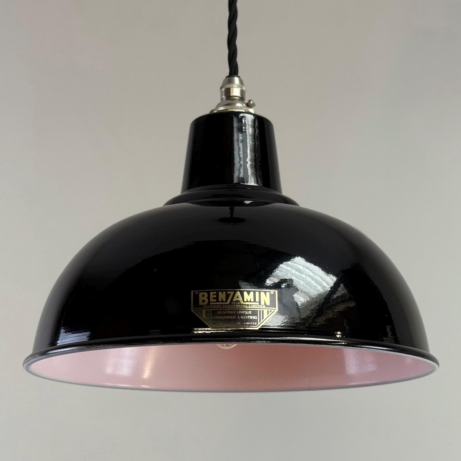 Salthouse ~ Midnight Black Dome Lampshade Pendant Set Light ~ 10 Inch