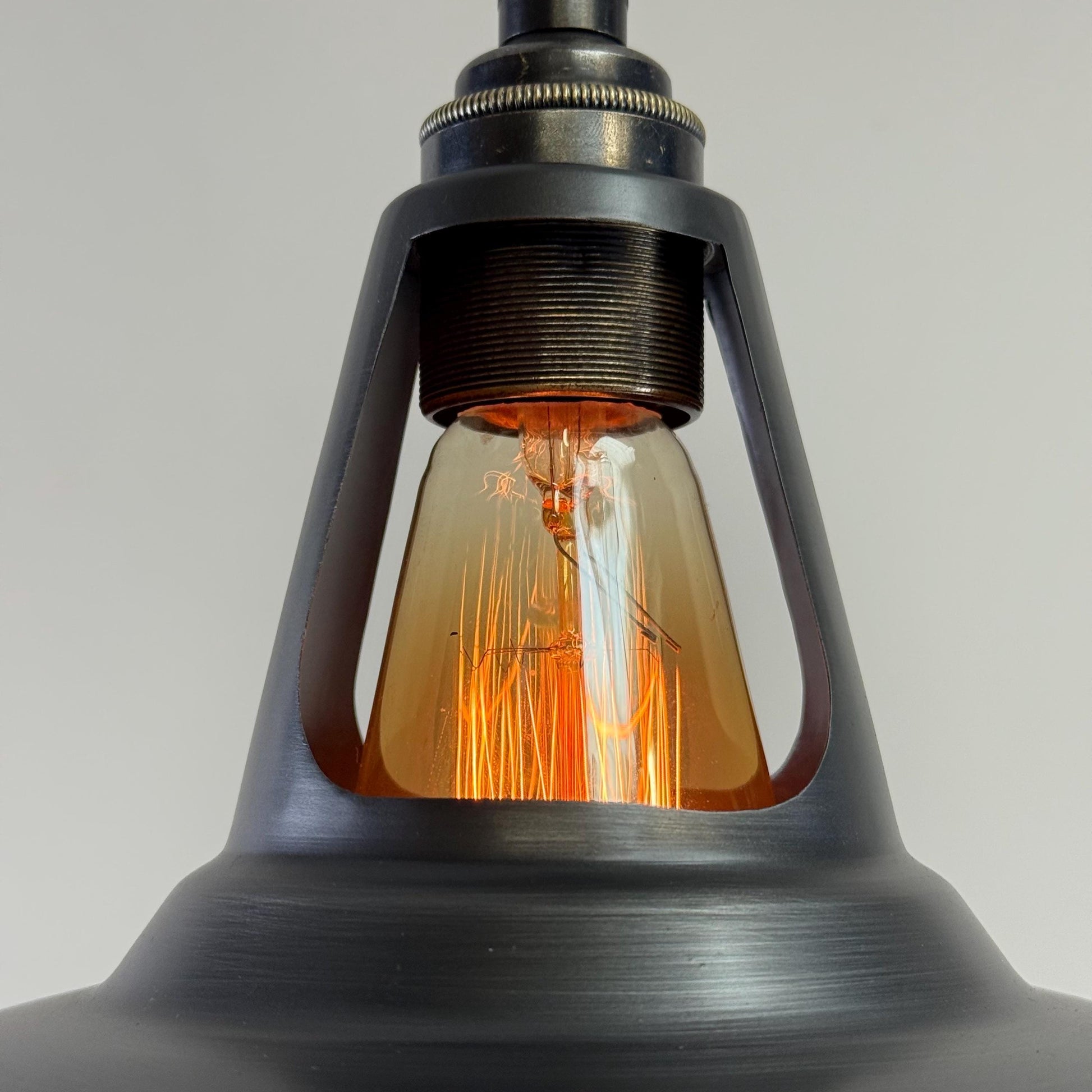 Cawston - Pewter Grey Coolicon Slotted Lampshade Pendant Set Light - 11 Inch