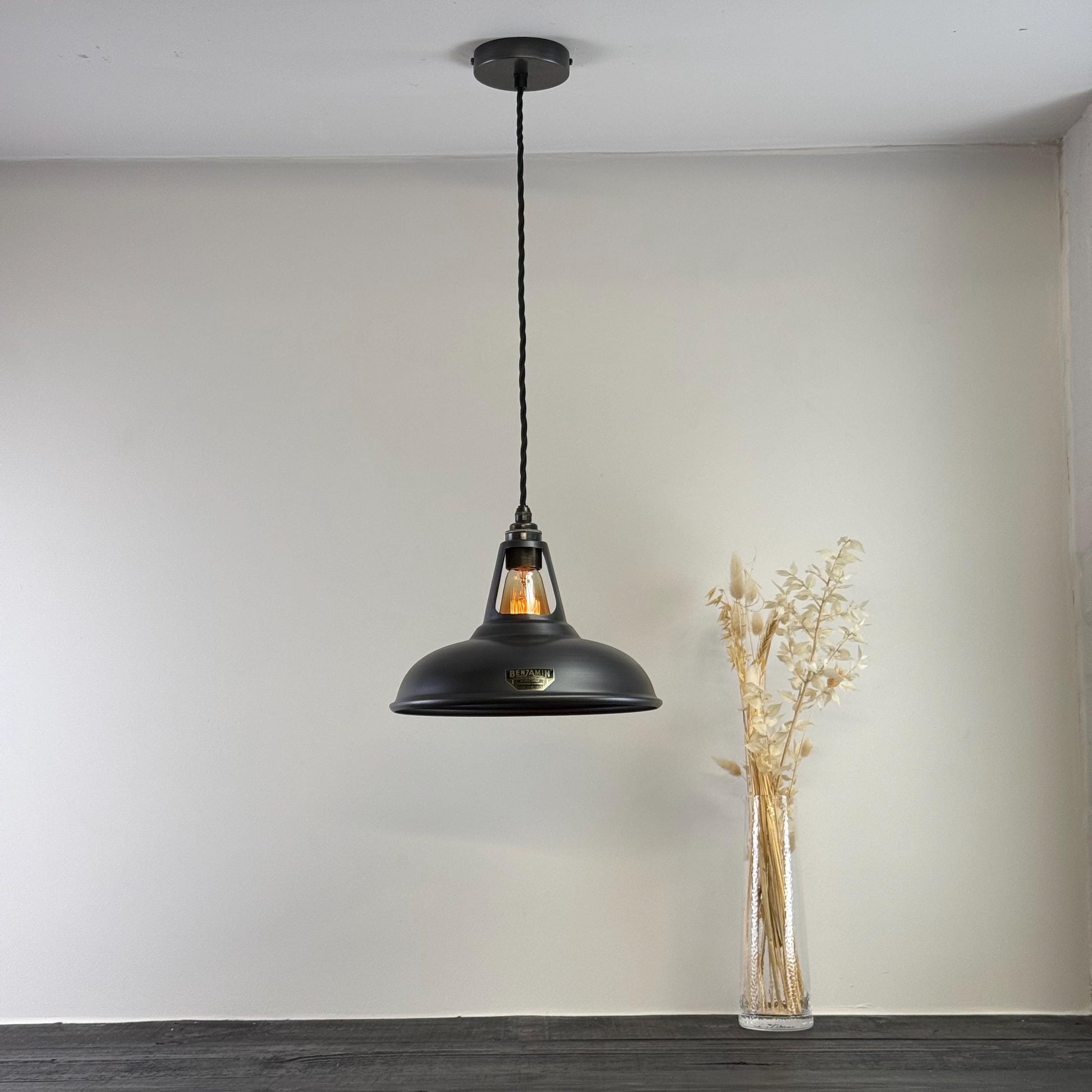 Cawston - Pewter Grey Coolicon Slotted Lampshade Pendant Set Light - 11 Inch