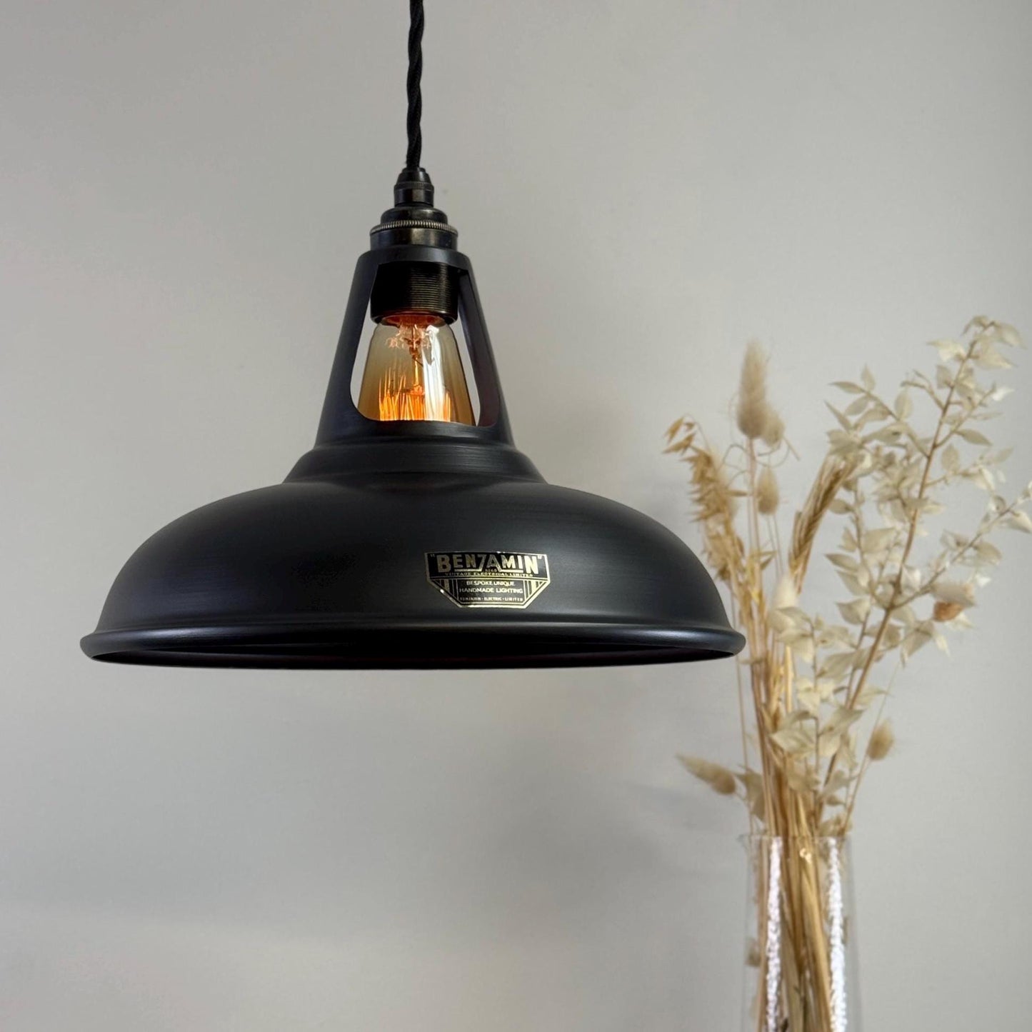 Cawston - Pewter Grey Coolicon Slotted Lampshade Pendant Set Light - 11 Inch