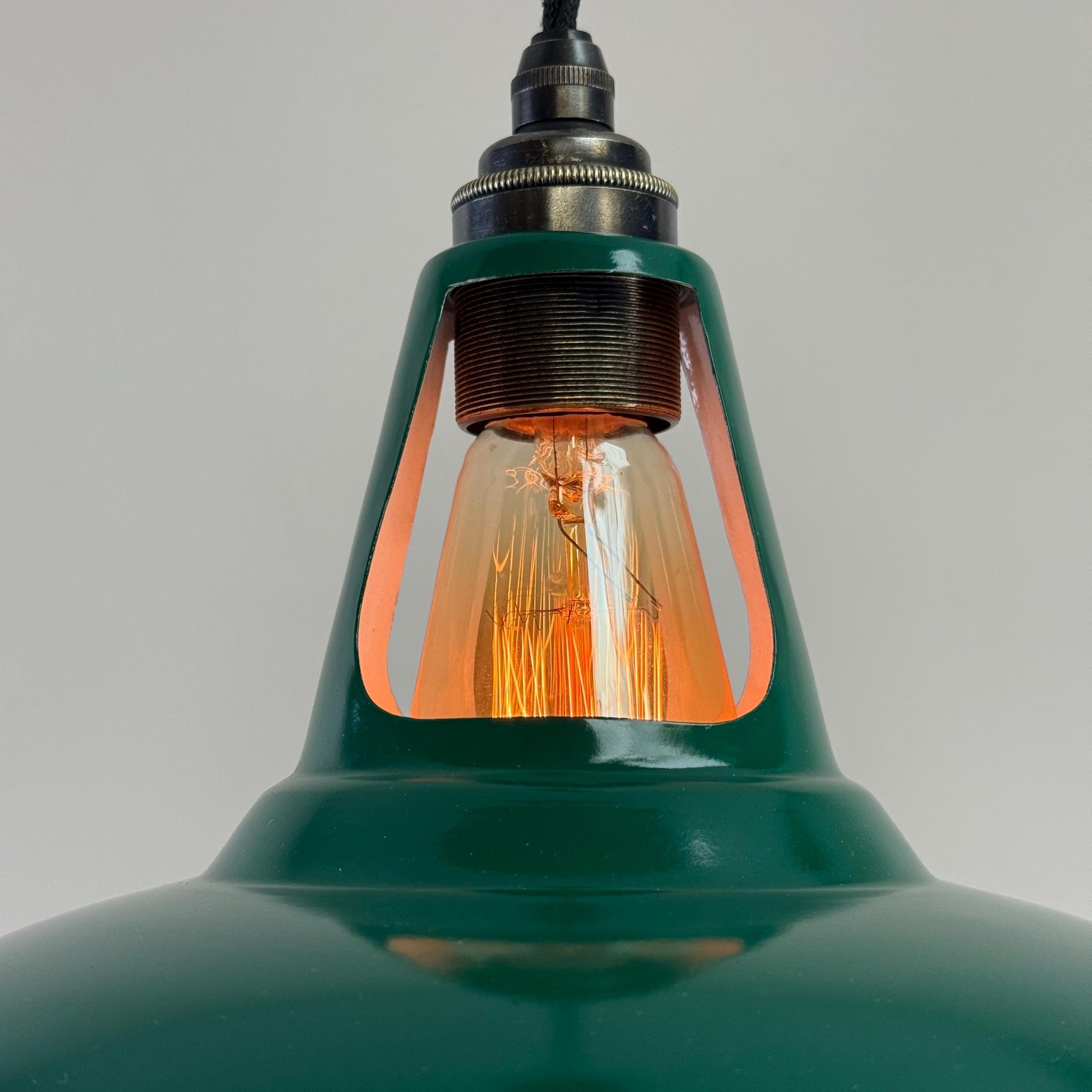 Cawston - Original Green Slotted Lampshade Limited Edition Red Label Design Pendant Set Light *Worn* - 11 Inch