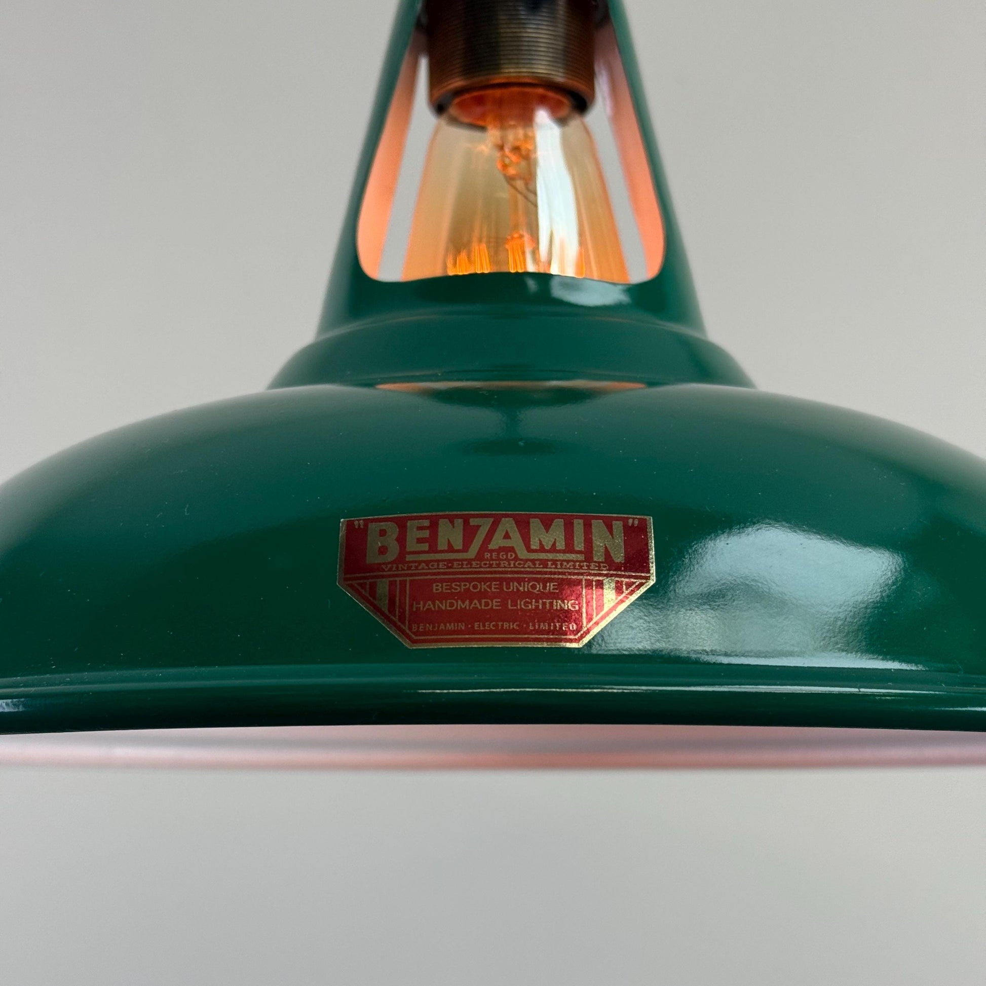 Cawston - Original Green Slotted Lampshade Limited Edition Red Label Design Pendant Set Light *Worn* - 11 Inch