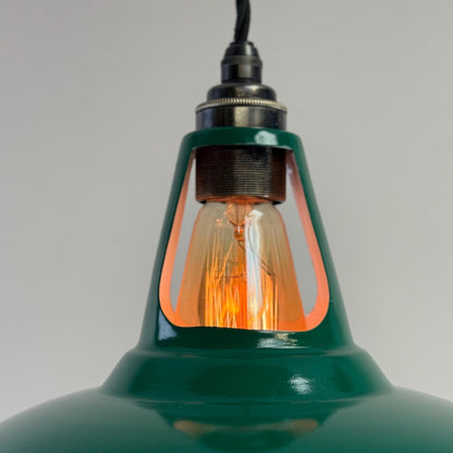 Cawston - Original Green Slotted Lampshade Pendant Set Light *Worn* - 11 Inch