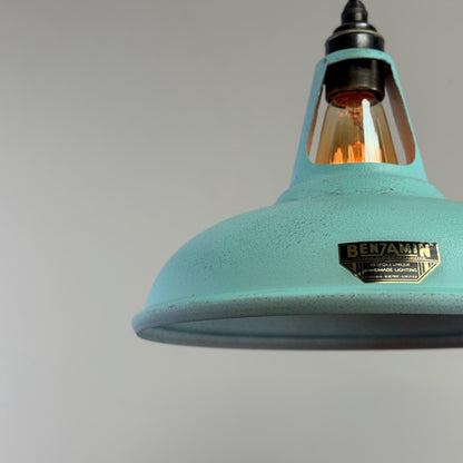 Cawston - Copper Verdigris Patina Finish Slotted Lampshade Pendant Ceiling Light - 11 Inch