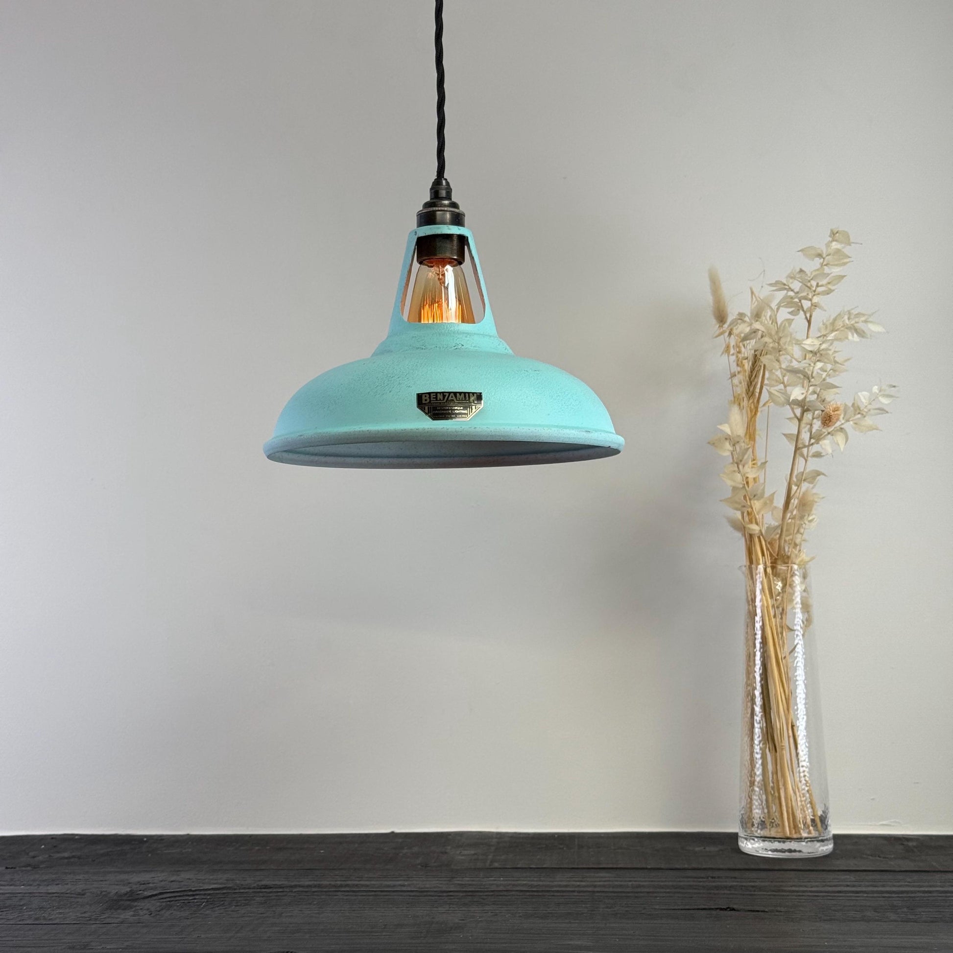 Cawston - Copper Verdigris Patina Finish Slotted Lampshade Pendant Ceiling Light - 11 Inch