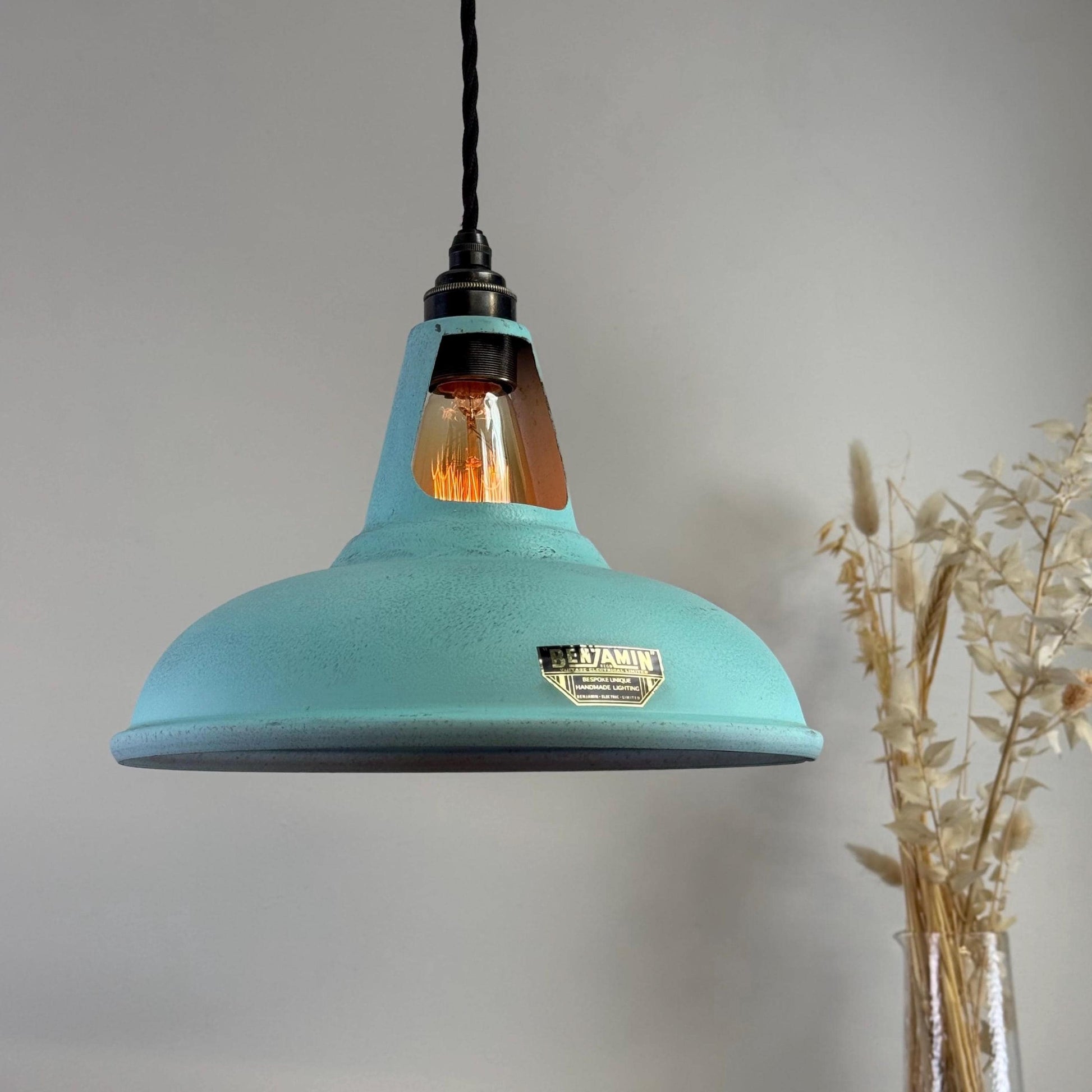 Cawston - Copper Verdigris Patina Finish Slotted Lampshade Pendant Ceiling Light - 11 Inch