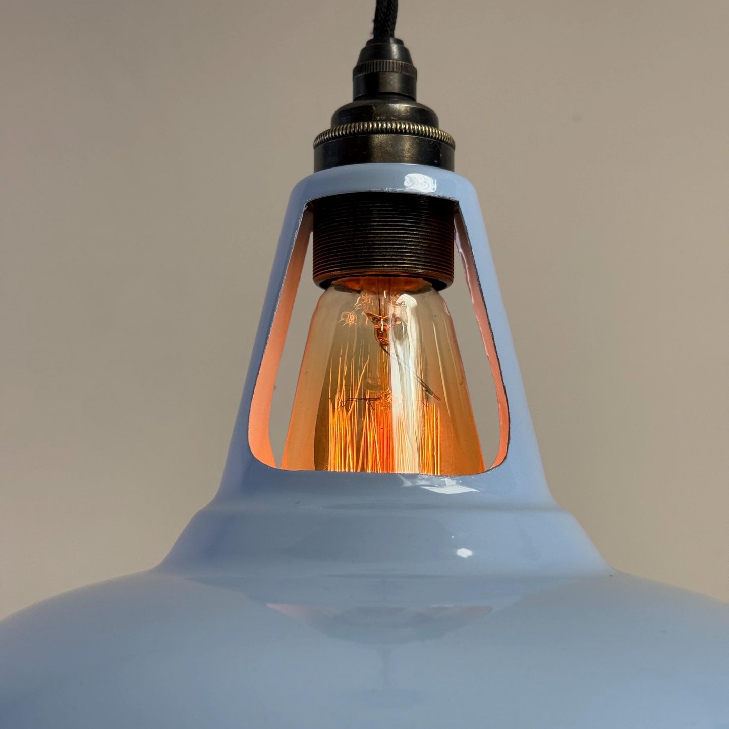 Cawston - Light Sky Blue Slotted Lampshade Pendant Set Light *Worn* - 11 Inch