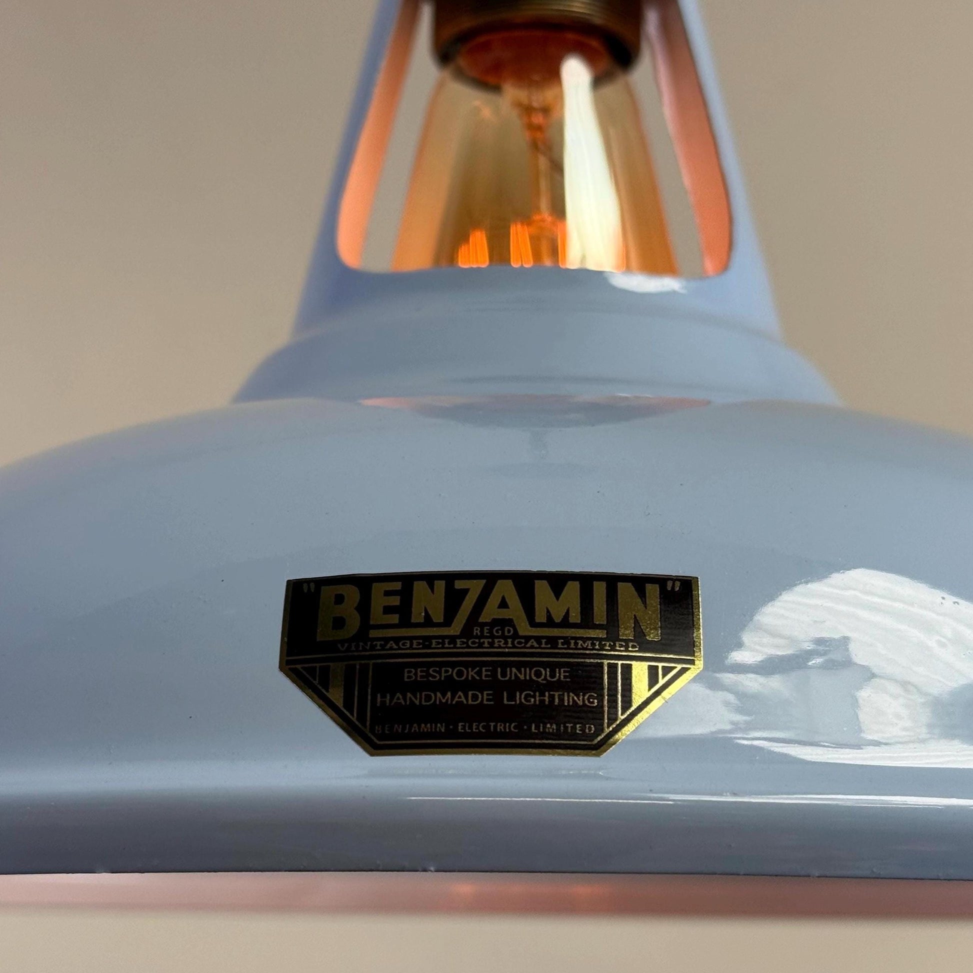 Cawston - Light Sky Blue Slotted Lampshade Pendant Set Light *Worn* - 11 Inch