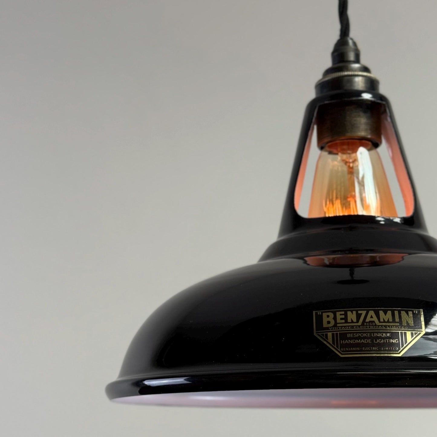 Cawston - Midnight Black Slotted Coolicon Lampshade Pendant Set Light *Worn* - 11 Inch