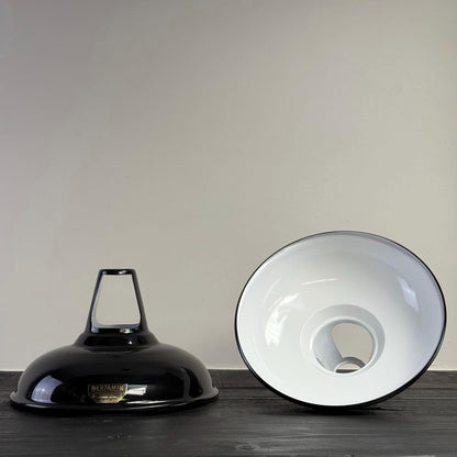 Cawston - Midnight Black Slotted Coolicon Lampshade Pendant Set Light *Worn* - 11 Inch