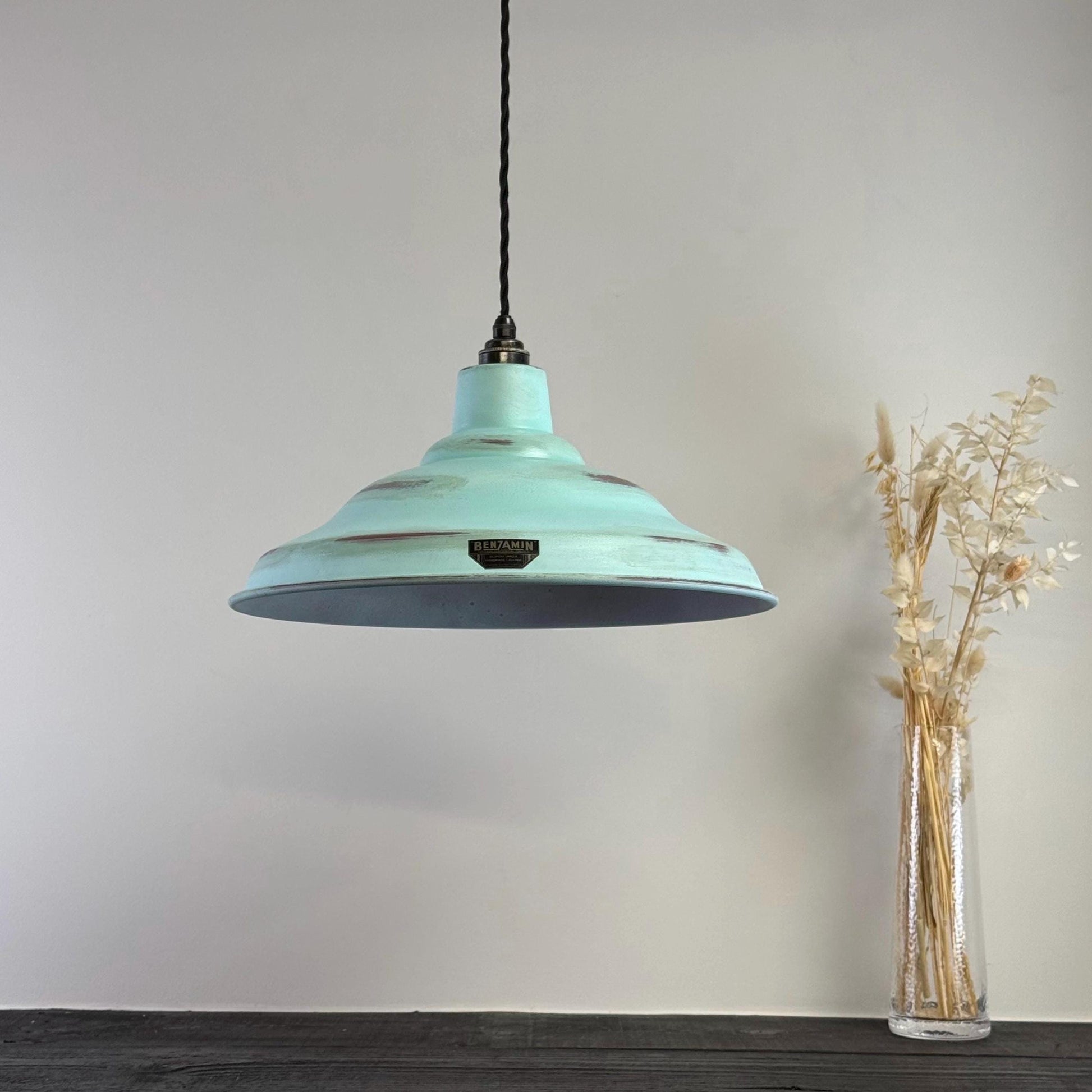 Bawsey ~ Copper Green Verdigris Lampshade Pendant Ceiling Light ~ 16 Inch