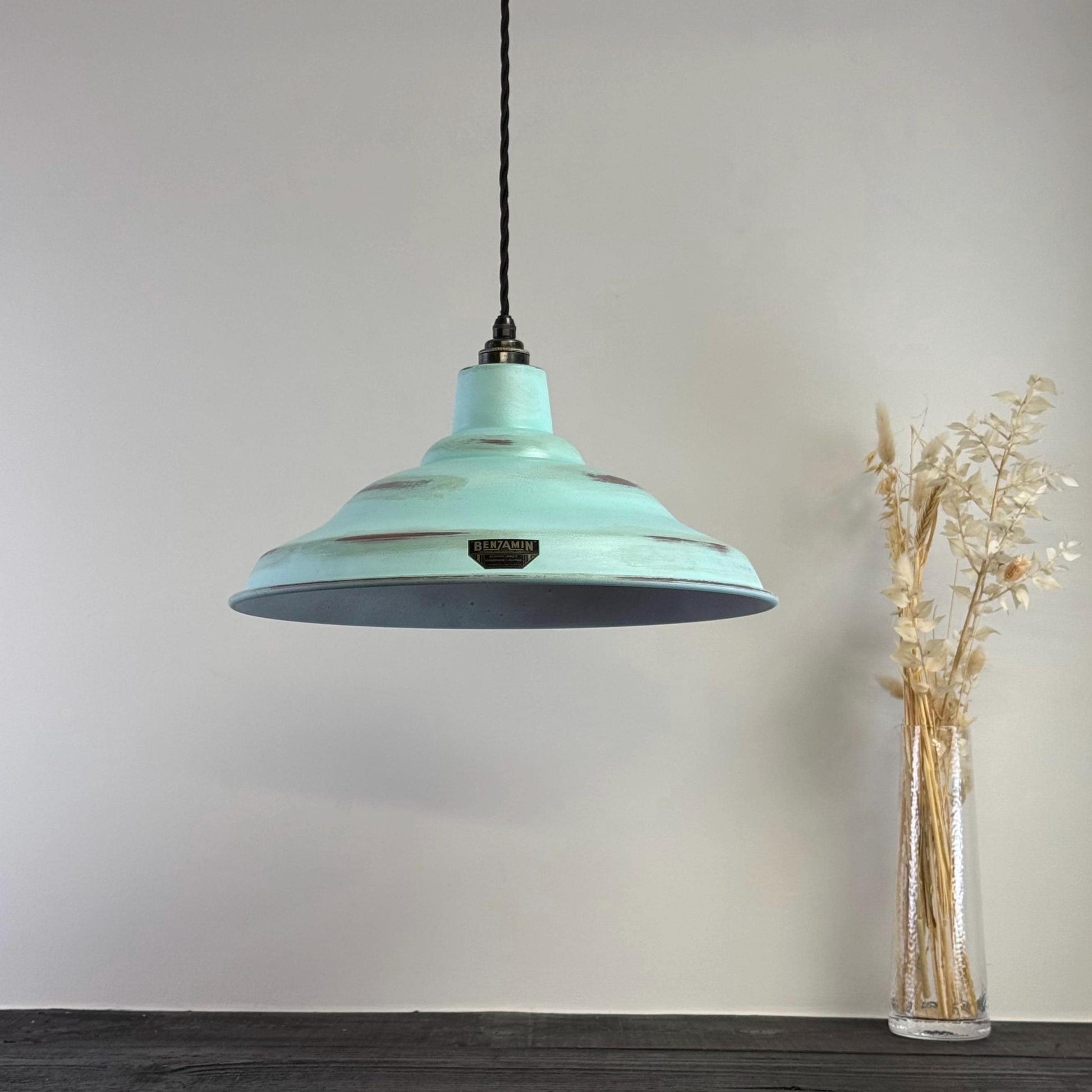 Bawsey ~ Copper Verdigris Lampshade Pendant Ceiling Light ~ 16 Inch