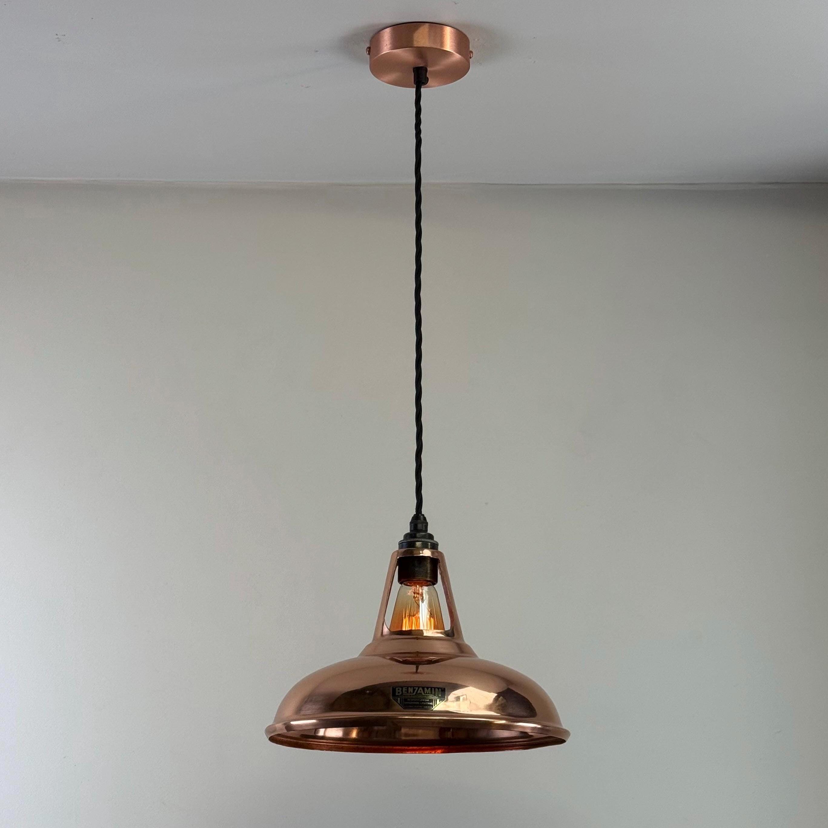 Niuyao Industrial Vintage Pendant Light – Antique Copper Barn Fixture, 12-22in, Hardwired