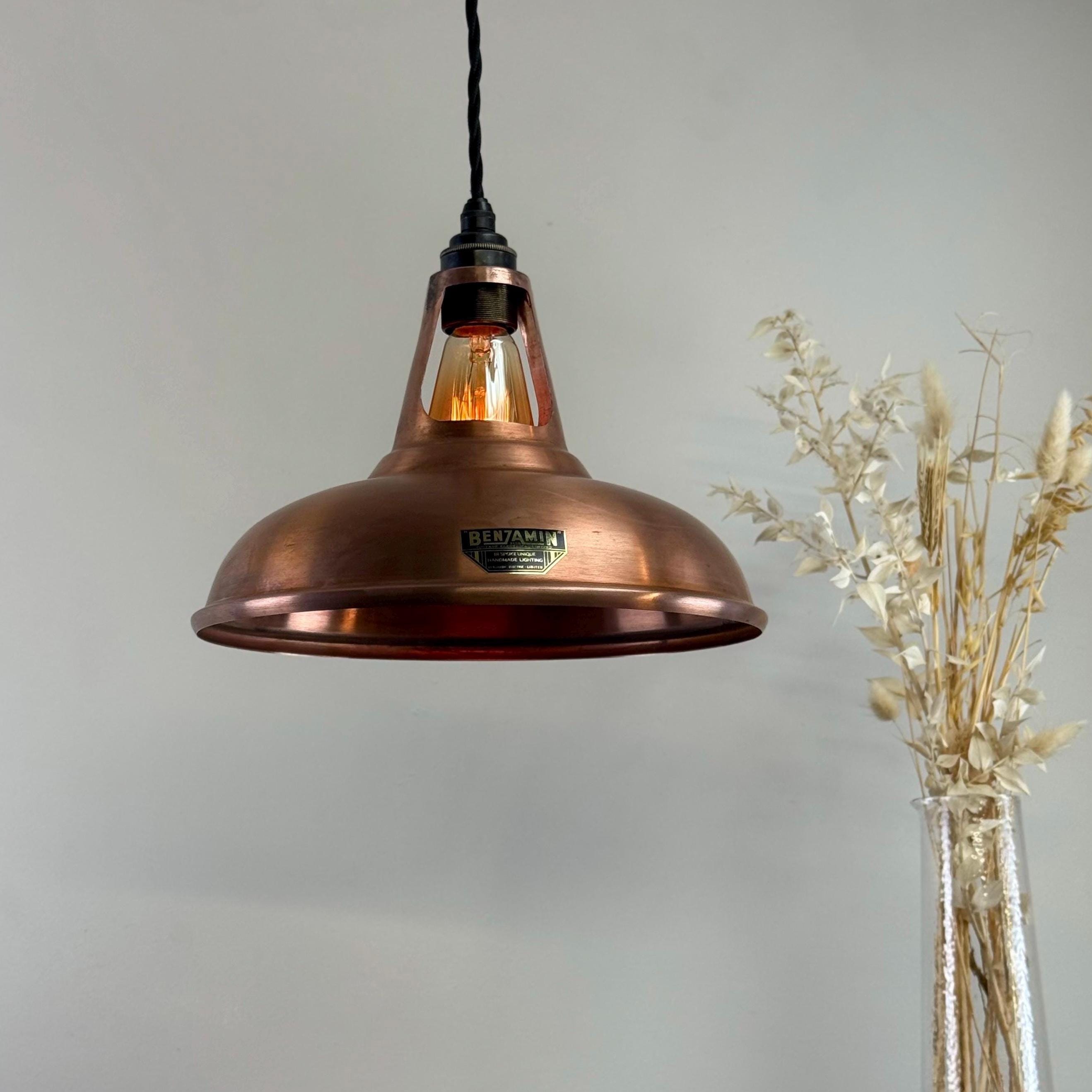 Cawston - Antique Copper Slotted Lampshade Pendant Ceiling Light
