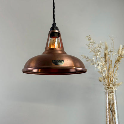 Cawston - Antique Copper Coolicon Slotted Lampshade Pendant Ceiling Light - 11 Inch