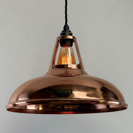 Cawston XL - Genuine Solid Copper Slotted Lampshade Pendant Set Light *Factory Second* - 14 Inch