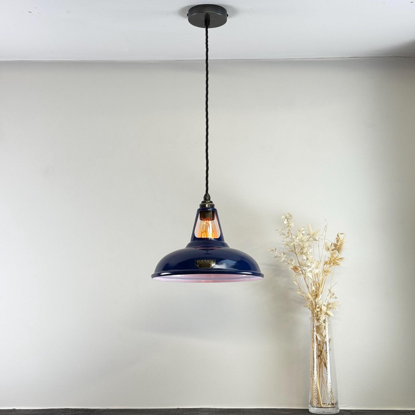Cawston - Royal Blue Slotted Lampshade Pendant Set Light *Factory Second* - 11 Inch