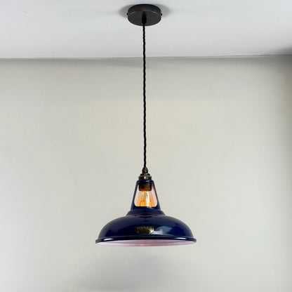 Cawston - Royal Blue Slotted Lampshade Pendant Set Light *Factory Second* - 11 Inch