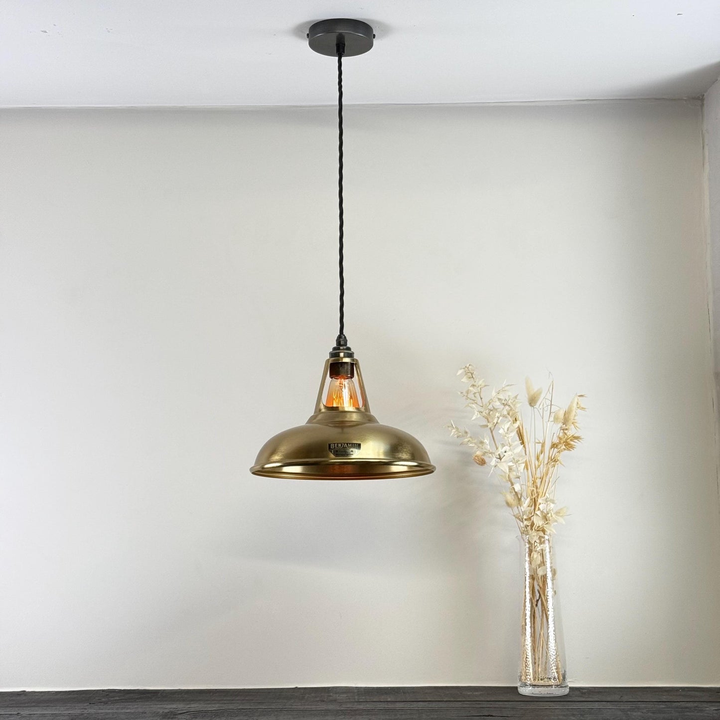 Cawston - Antique Brushed Brass Coolicon Slotted Lampshade Pendant Ceiling Light - 11 Inch