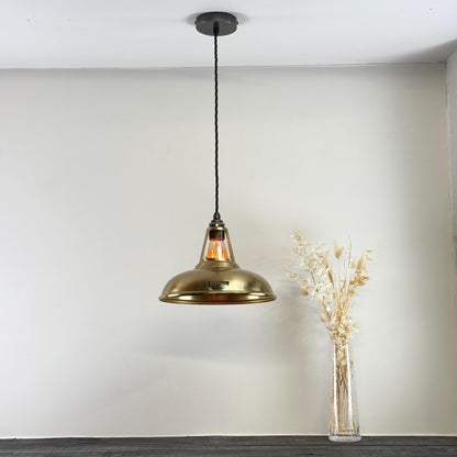 Cawston - Antique Brushed Brass Coolicon Slotted Lampshade Pendant Ceiling Light - 11 Inch