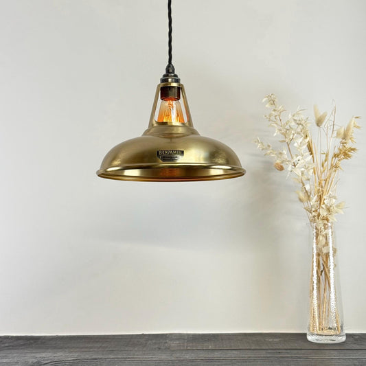 Cawston - Antique Brushed Brass Coolicon Slotted Lampshade Pendant Ceiling Light - 11 Inch