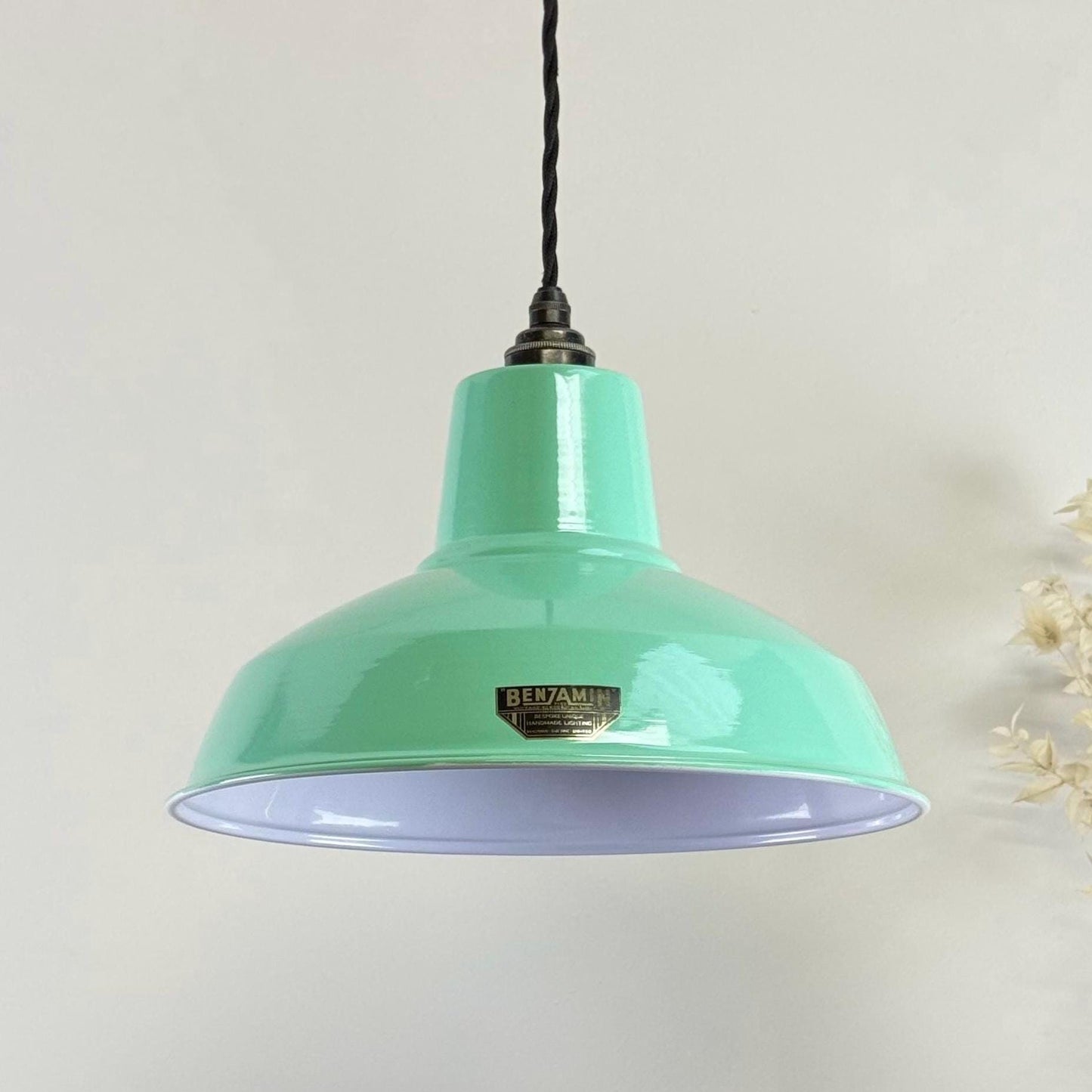 Filby ~ Fresh Teal Green RLM Reflector Lampshade Pendant Set Light ~ 12.5 Inch