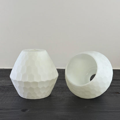 White Faceted Geometric Beehive Glass Pendant Set Ceiling Light