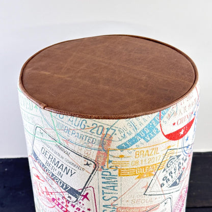 Maxlume ~ Wanderlust Pouf Solid Base Dark Brown Genuine Leather | Vintage Style | Floor Standing | Man Cave Foot Stool