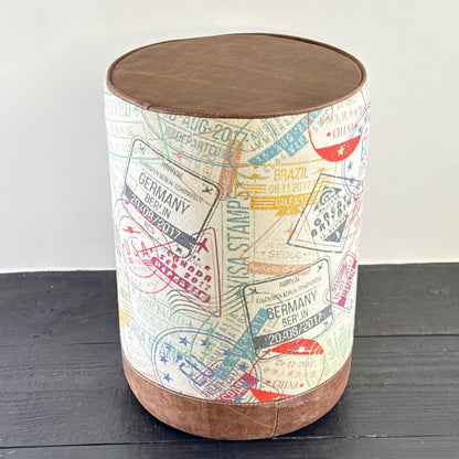 Maxlume ~ Wanderlust Pouf Solid Base Dark Brown Genuine Leather | Vintage Style | Floor Standing | Man Cave Foot Stool