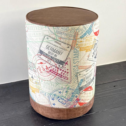 Maxlume ~ Wanderlust Pouf Solid Base Dark Brown Genuine Leather | Vintage Style | Floor Standing | Man Cave Foot Stool