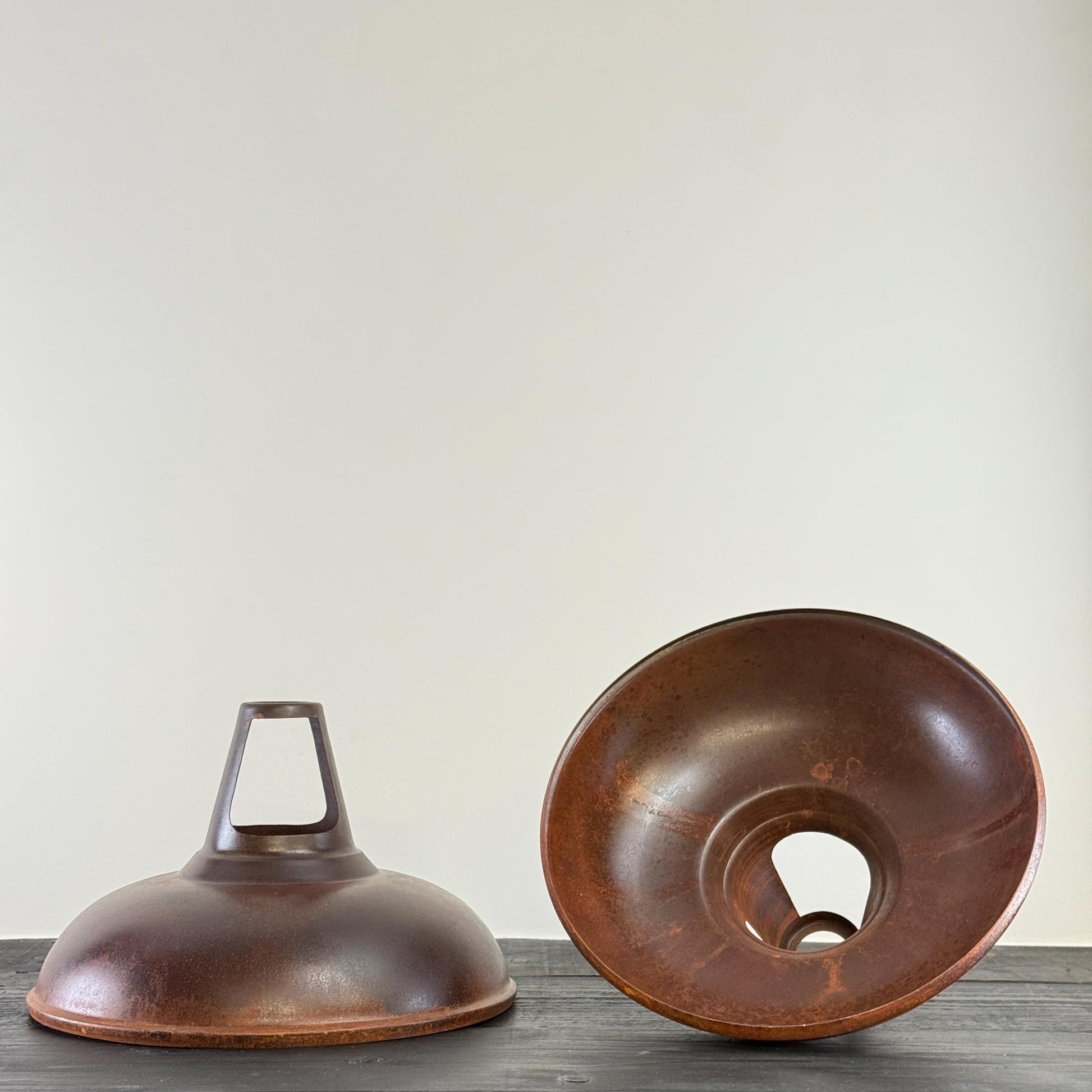 Cawston XL - Rusted Solid Steel Slotted Lampshade Pendant Set Light - 14 Inch