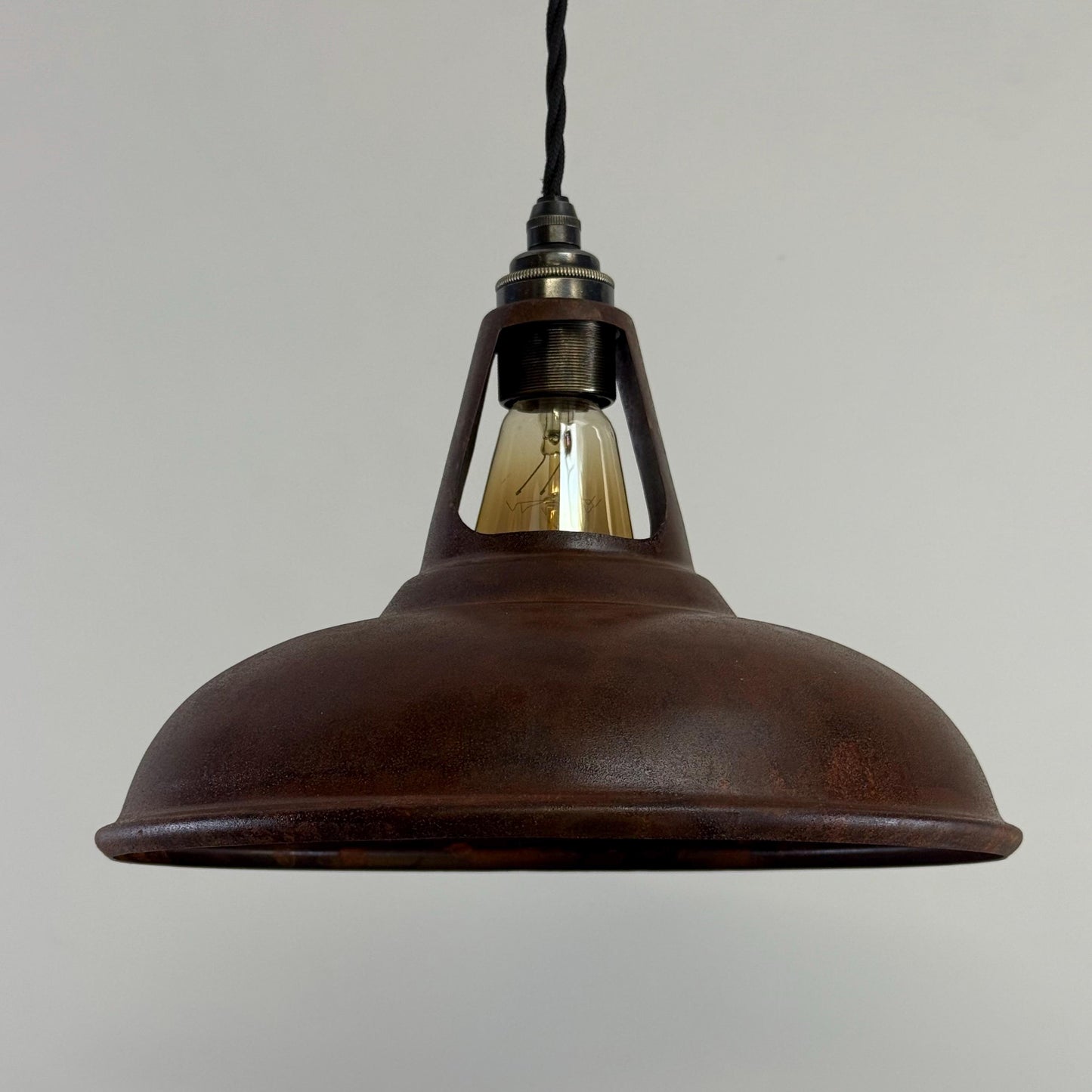 Cawston - Rusted Solid Steel Slotted Lampshade Pendant Set Light - 11 Inch
