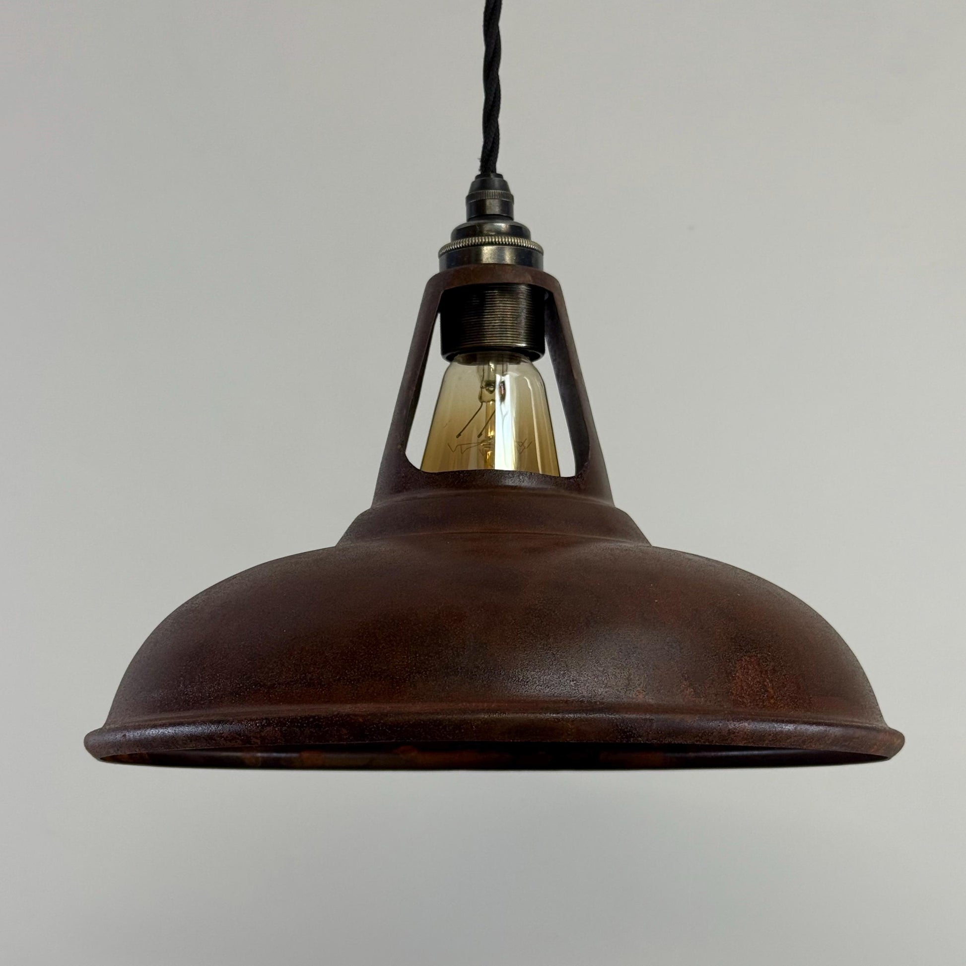 Cawston - Rusted Solid Steel Slotted Lampshade Pendant Set Light - 11 Inch