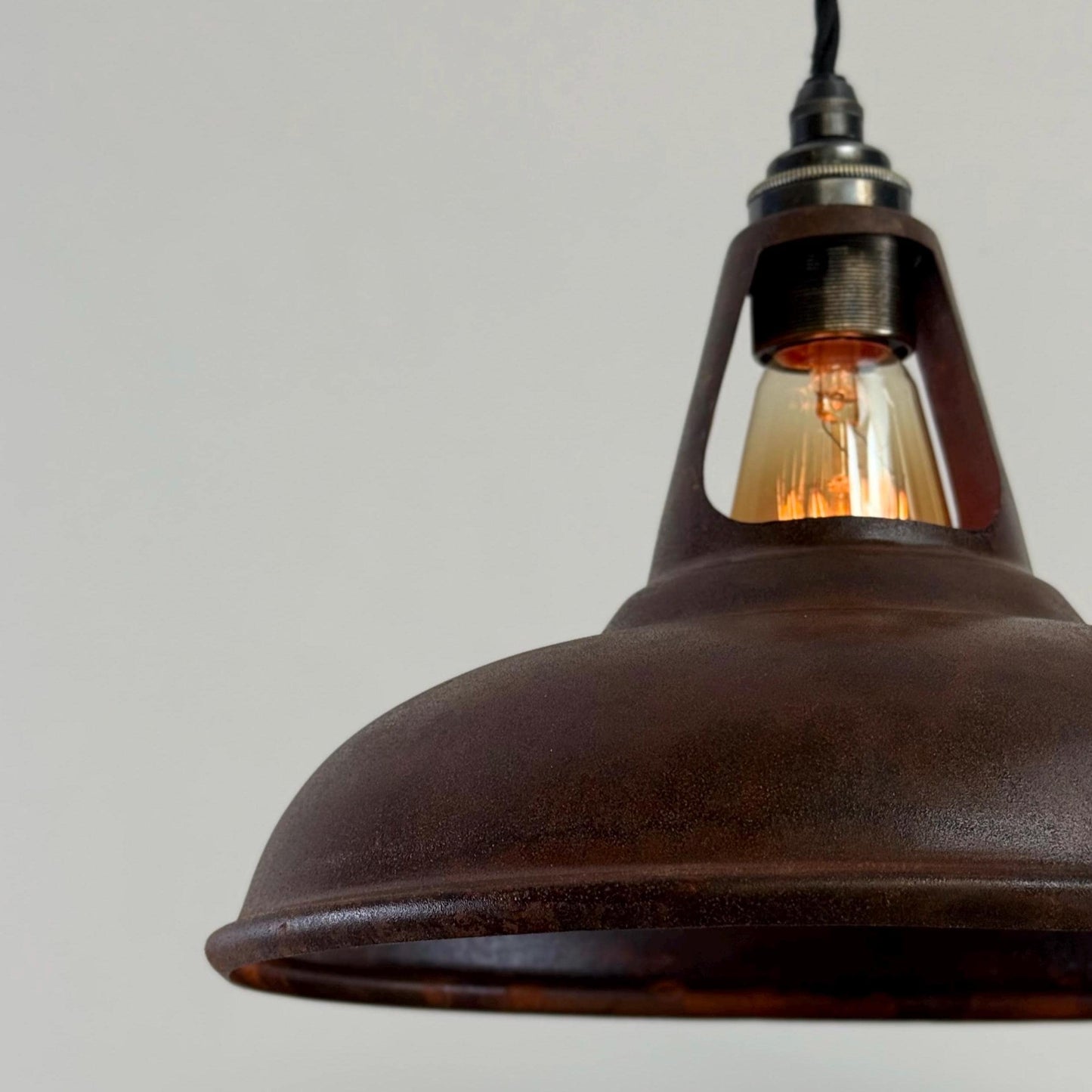 Cawston - Rusted Solid Steel Slotted Lampshade Pendant Set Light - 11 Inch
