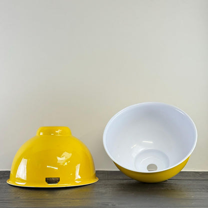 Morley XL ~ Summer Yellow RLM Deep Dome Reflector Lampshade Pendant Set Light ~ 13 Inch