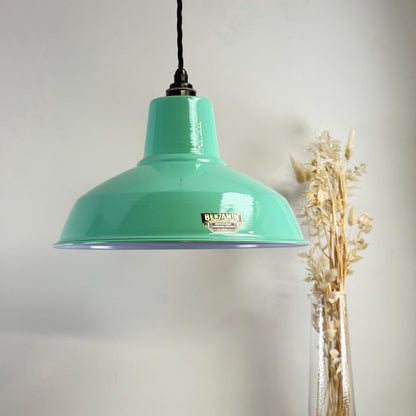 Filby ~ Fresh Teal Green RLM Reflector Lampshade Pendant Set Light ~ 12.5 Inch