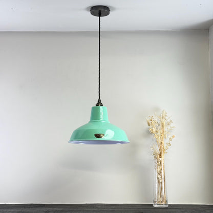 Filby ~ Fresh Teal Green RLM Reflector Lampshade Pendant Set Light ~ 12.5 Inch