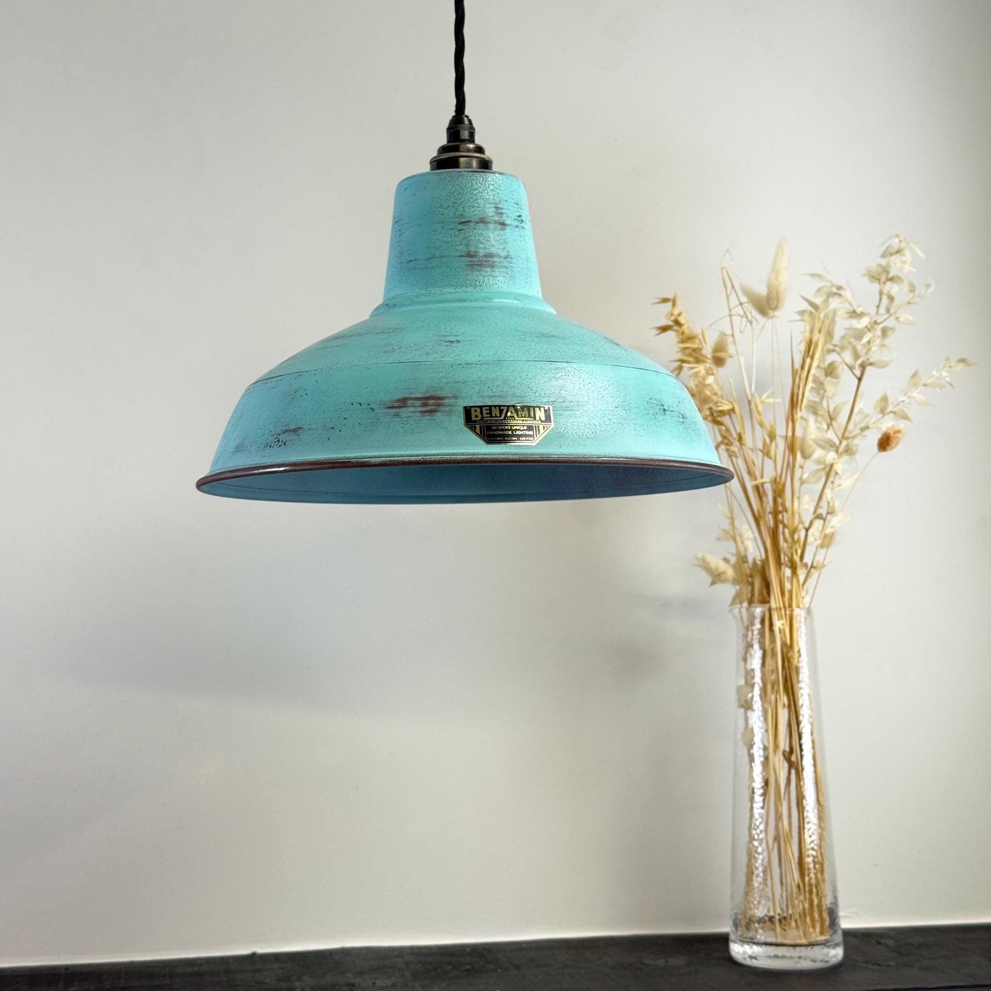 Filby ~ Copper Verdigris RLM Reflector Lampshade Pendant Ceiling Light ~ 12.5 Inch