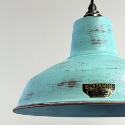 Filby ~ Copper Verdigris RLM Reflector Lampshade Pendant Ceiling Light ~ 12.5 Inch