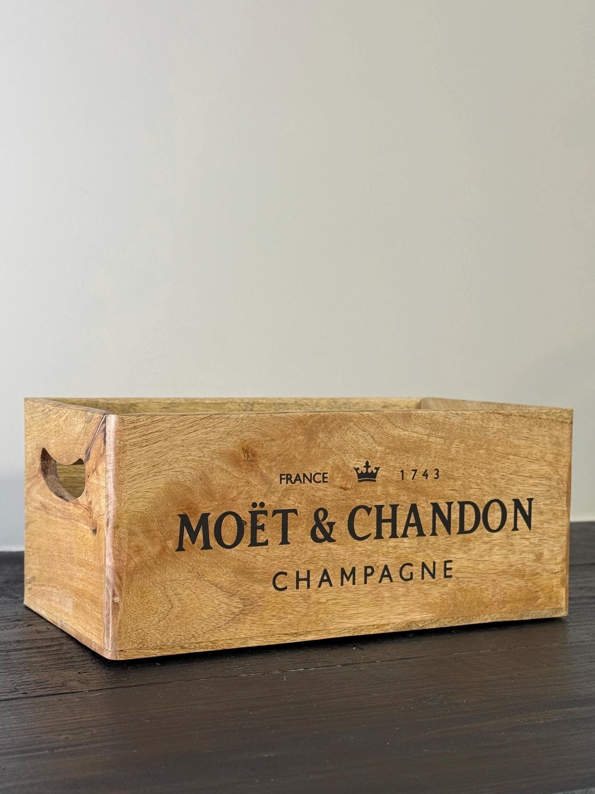 Storage Wooden Boxes Moët & Chandon Champagne Crates Natural Finish