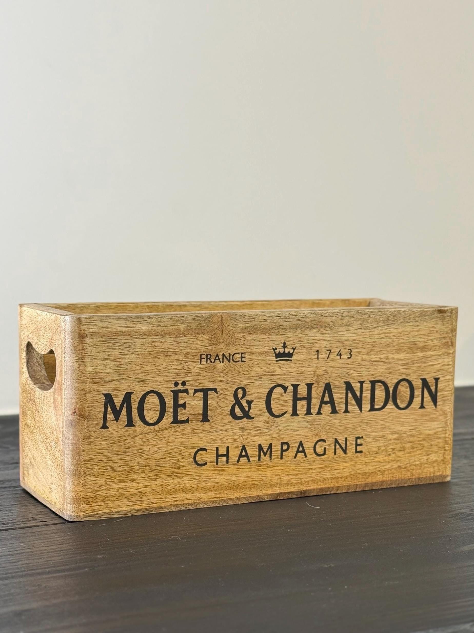 Storage Wooden Boxes Moët & Chandon Champagne Crates Natural Finish