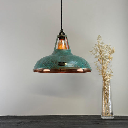 Cawston XL ~ Solid Copper Verdigris Patina Reflector Shade Pendant Set Light | Ceiling Dining Room | Kitchen Table | Vintage Filament Bulb