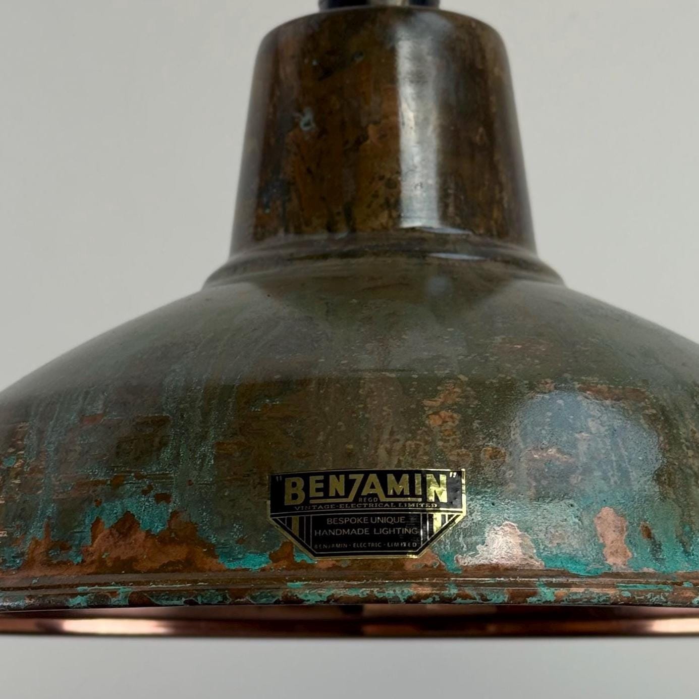 Filby ~ Solid Copper Verdigris Patina Reflector Shade Pendant Set Light | Ceiling Dining Room | Kitchen Table | Vintage Bulb | 12.5 Inch