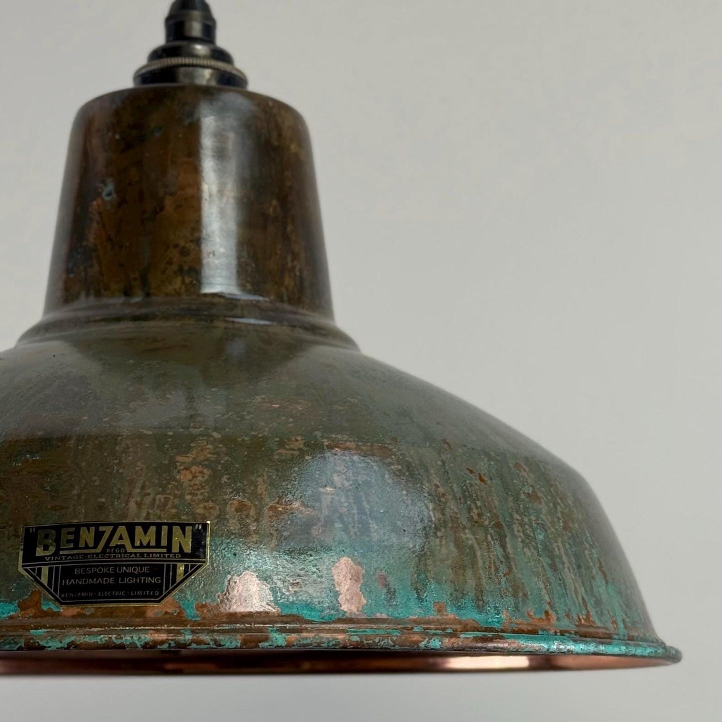 Filby ~ Solid Copper Verdigris Patina Reflector Shade Pendant Set Light | Ceiling Dining Room | Kitchen Table | Vintage Bulb | 12.5 Inch