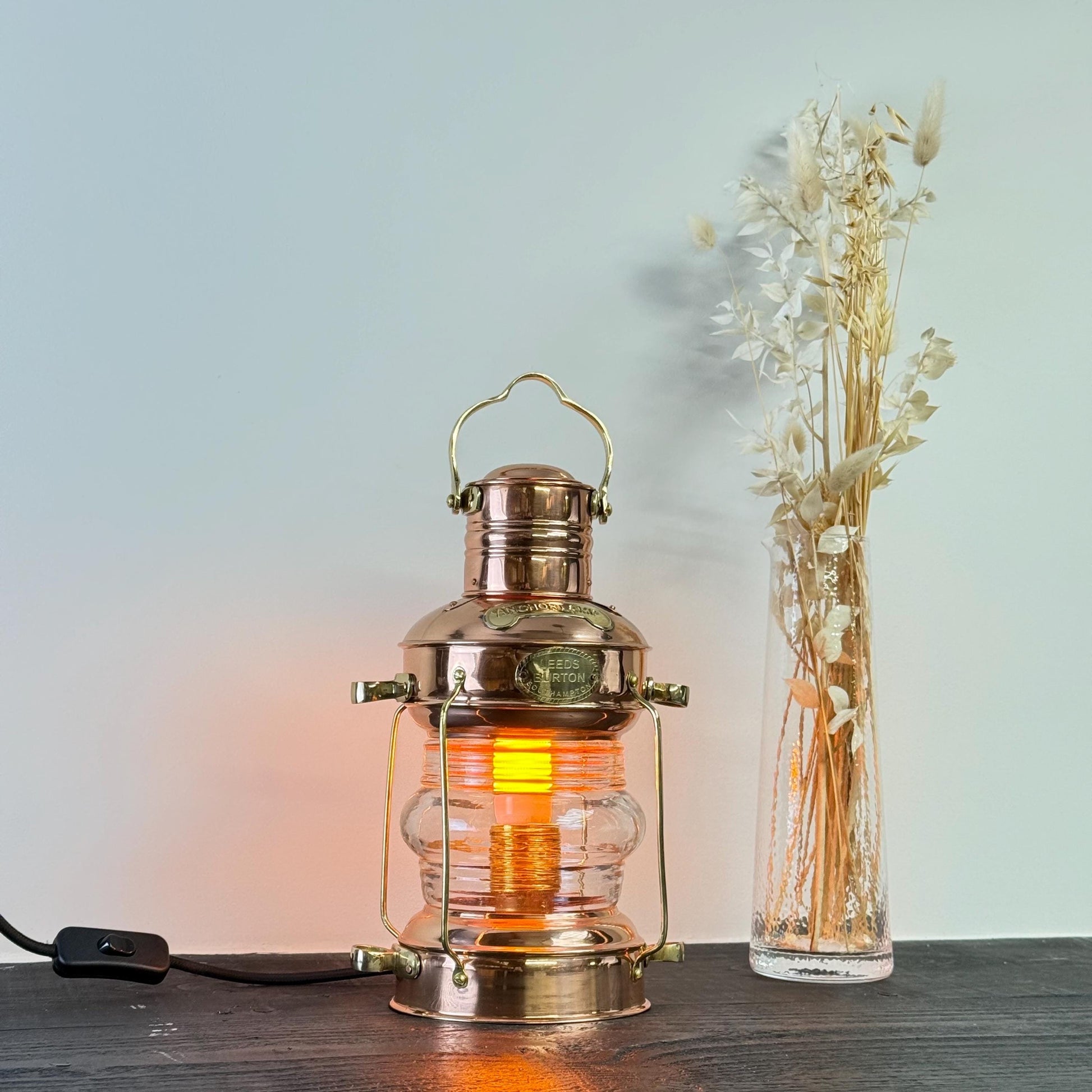 Solid Copper & Brass Anchor Table Lamp Maritime Ship Lantern Boat Light