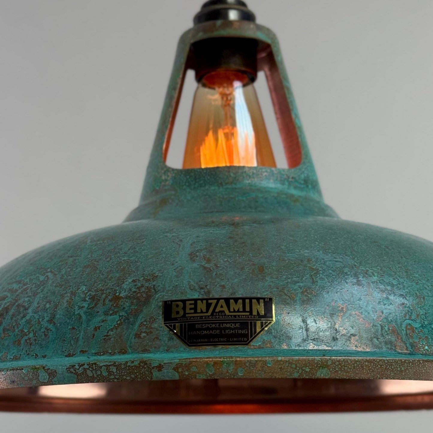 Cawston XL ~ Solid Copper Verdigris Patina Reflector Shade Pendant Set Light | Ceiling Dining Room | Kitchen Table | Vintage Filament Bulb