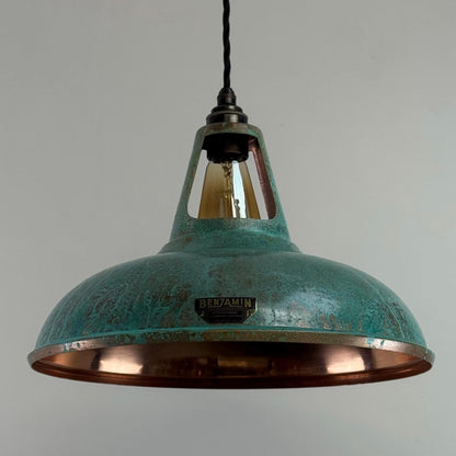Cawston XL ~ Solid Copper Verdigris Patina Reflector Shade Pendant Set Light | Ceiling Dining Room | Kitchen Table | Vintage Filament Bulb