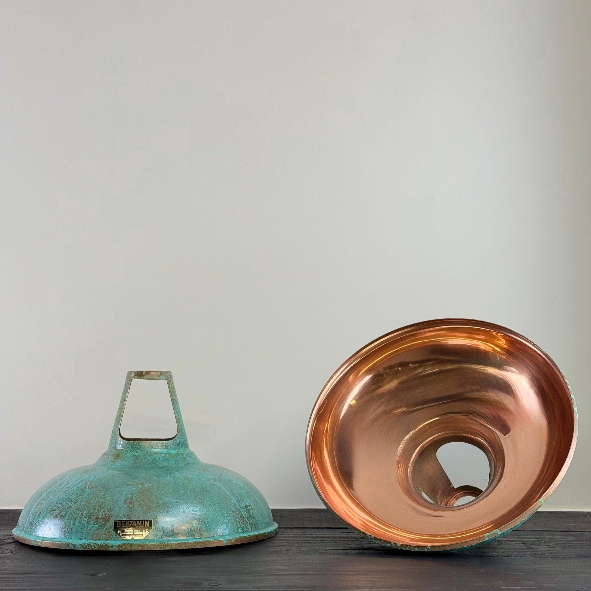 Cawston XL ~ Solid Copper Verdigris Patina Reflector Shade Pendant Set Light | Ceiling Dining Room | Kitchen Table | Vintage Filament Bulb