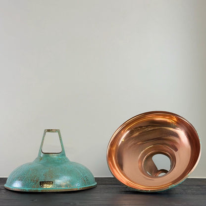 Cawston XL ~ Solid Copper Verdigris Patina Reflector Shade Pendant Set Light | Ceiling Dining Room | Kitchen Table | Vintage Filament Bulb