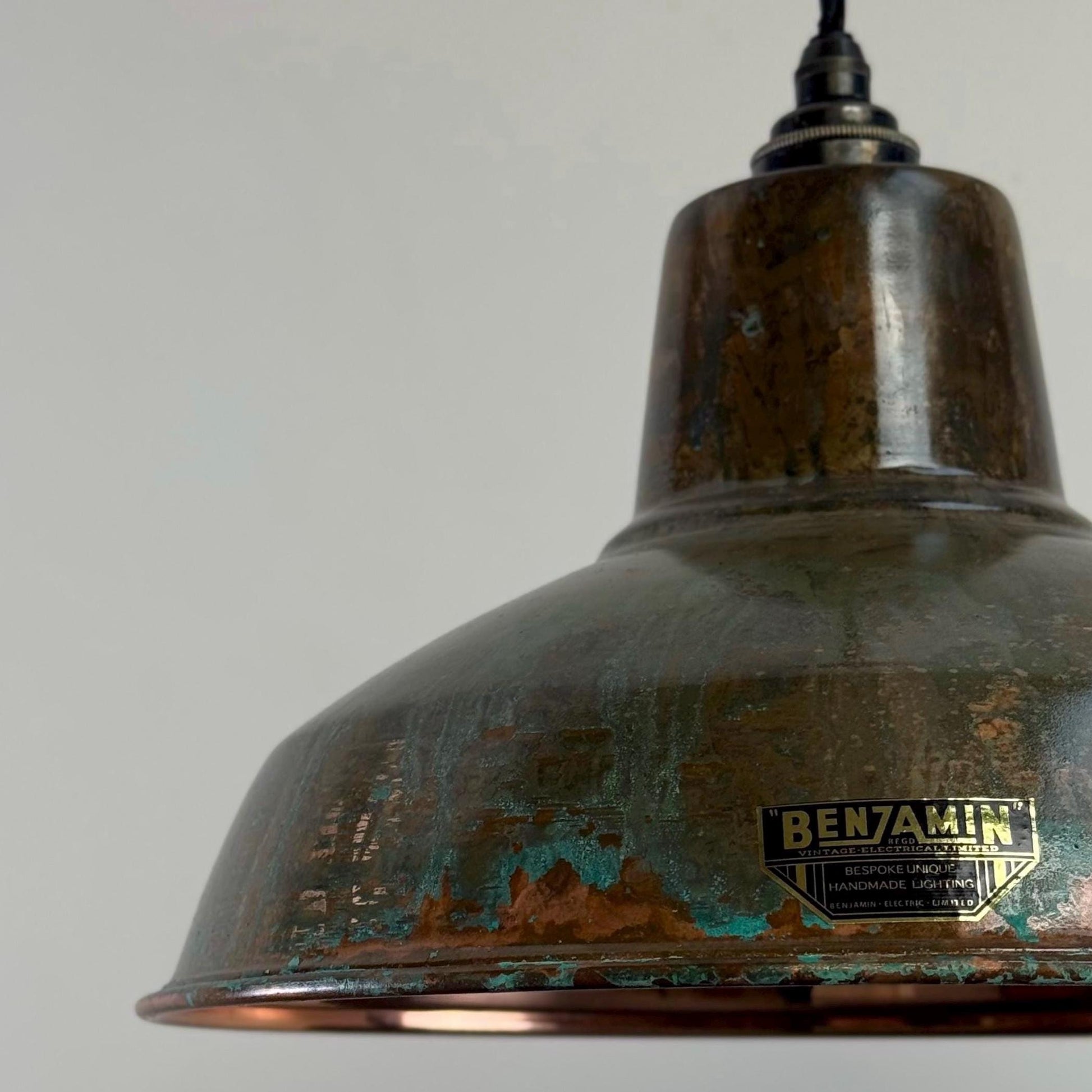 Filby ~ Solid Copper Verdigris Patina Reflector Shade Pendant Set Light | Ceiling Dining Room | Kitchen Table | Vintage Bulb | 12.5 Inch